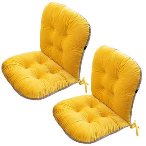 AOPEZIA Stuhlkissen mit Rückenteil Sitz und Rückenkissen mit Bänder Polsterauflage, Gartenstuhlauflage Niedriglehner Auflage Polsterauflage Gartenstuhl(Yellow,2 Pieces)