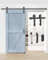 TITECK 8FT Barn Door Sliding Hardware Track Kit – Black Iron Flat Track System with 2 Handles & 1 Lock Hook – Fits Doors up to 46 Wide, Supports Door Weight up to 260 lbs