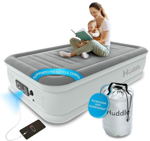 Huddle® Luxury Never Deflate Single-Luftbett mit patentierter Dual-Pump-SlumberGuard™-Premium-Technologie | Aufblasbare Matratze mit integrierter Pumpe | Bequeme aufblasbare Luftmatratze