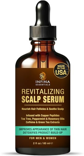 Revitalizing Scalp Serum for Hair Growth with Copper Peptides, Caffeine & Tea Tree Oil - Nourishing Scalp Oil for Itchy Dry Scalp, Detoxifies Build-Up, Deep Hydration for All Hair Types, 2 fl oz