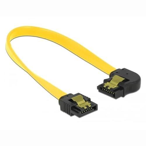 Cable SATA 6 Gb/s recto a ángulo izquierdo, ideal para conexiones en espacios reducidos y mejora de la gestión del espacio en PC.