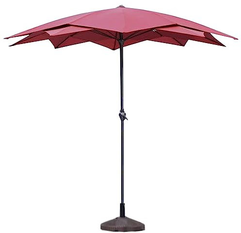 GTHTUHFD Parasol De Jardin Parasol De Terrasse Parasol De Terrasse avec Réservoir d'eau Base Incluse Colonne en Acier Parasol D'Extérieur Manivelle Ouvert 8,2 Pi 8 Baleines Base,Wine Red