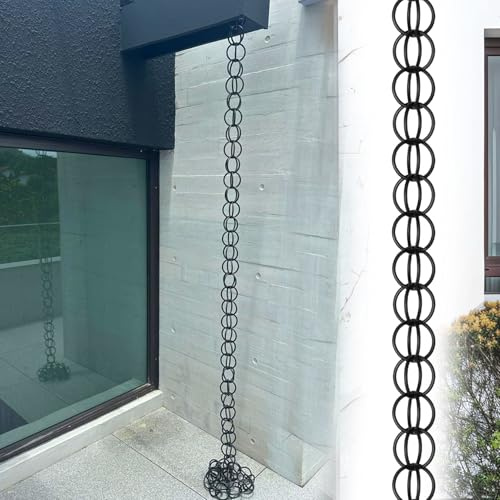 Cadena de Lluvia de Metal con Gancho,Cadena de lluvia para canalones de patio,cenadores decorativos de repuesto para bajantes,cascada decorativa exterior,Toldo,cobertizo,patio,exterior 4m(13.2ft)
