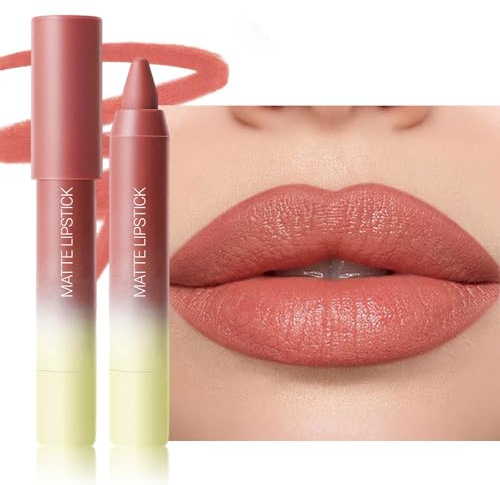 Erinde Lápiz de Labial 2 en 1 mate y delineador de labios, labial permanente larga duración 12 H, resistente al agua y al agua, esmalte de labios de terciopelo de larga duración, hidratante #02