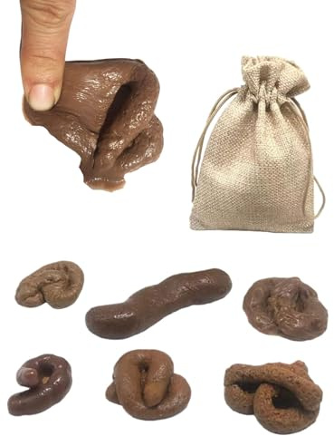 MenYiYDS Caca De Broma – bombas fetidas, 6 Piezas Juguete Realista, Viene con Bolsa con Cordón. Adecuado para El Día de los Inocentes y Halloween, caca, bromas
