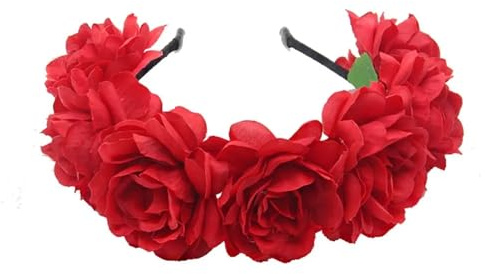Hårband med konstgjord blomsterkrans Konstgjorda blommor krona pannband kvinnor Brudrosa blommor bröllop hår tillbehör(Color5)
