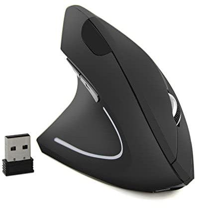 Souris pour gaucher, souris verticale ergonomique sans fil rechargeable 2,4 G avec récepteur USB, souris optique verticale sans fil à 6 boutons pour ordinateur portable, PC, ordinateur de bureau