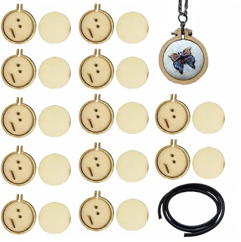 dancepandas Mini Stickrahmen Holz 30PCS Mini Ring Stickrahmen Kreuzstich Rahmen Runde Holzreifen für Basteln, Sticken, Nähen und DIY (2.5cm)