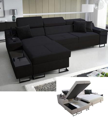 All4All Ecksofa Fosti - Schalffunktion - Bettkasten - Polstersofa - Komfort - L-Form - Couch - Eckcouch - Schlafsofa - 293x185x100cm - 26 - Sawana 14, Links