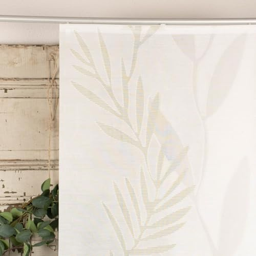 Schiebevorhang Flächenvorhang Scherli Blätter weiß grün 245x60cm