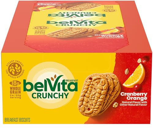 Biscotti per la colazione all'arancia e mirtilli rossi, 1 scatola con 8 confezioni (4 biscotti per confezione)