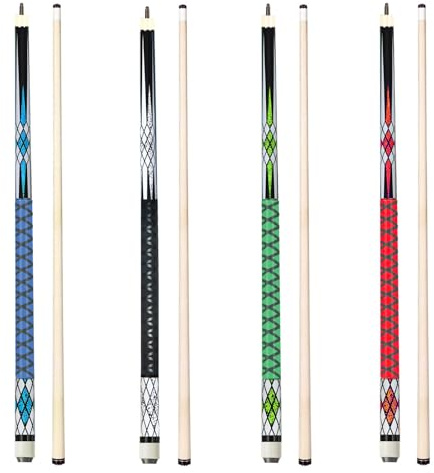 Joovon Pool Sticks Set of 4 and Pool Sticks Set of 2 with 13mm Cue Tip 58 Pool Sticks for Adults with Rubber Anti-Skid Sleeve