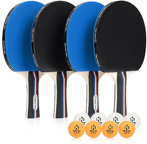 Ping Pong Paddles Set of 4 Premium Table Tennis Rackets 3-Star Ping Pong Balls(8) with Ping Pong Paddle Case Professional Table Tennis Paddles Set for Indoor & Outdoor Games