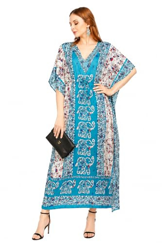 SHYAMVUN Ladies Long Kaftans Kimono Maxi Style Dresses for Women in Regular to Free Size Cover up with Adjustable Strap