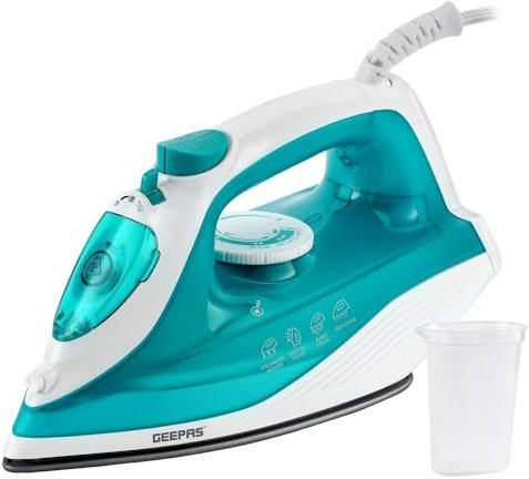 GEEPAS Steam Iron | Clothes Dry & Steam Press | 35s Fast Heat-Up, Vertical Steaming | Nonstick Soleplate & Adjustable Temperature | 210ml Water Tank with 0.5g/Steam Output | 2 Year Warranty 1750W Blue