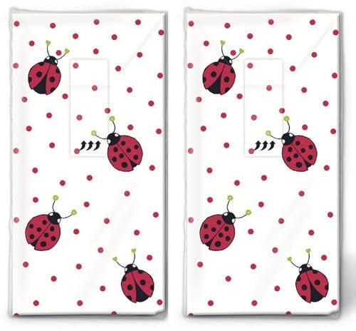 20 einzelne Taschentücher Tiermotive Marienkäfer und Punkte. 2 Packungen mit 10 einzelnen Papiertaschentücher bedruckt als Geschenk.