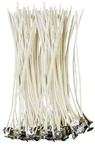 CZ Store®- Kerzendochte |50STK|10 cm Natürliche Bio-Baumwolle, vorgewachst mit Soja-Wachs - Langlebig, geruchlos, sauber - Mit PDF-Anleitung zur Kerzenherstellung