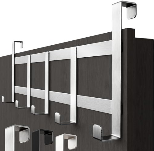 Menz Türgarderobe - Edelstahl Türgarderobe zum Einhängen, platzsparende Kleiderhaken Tür - Universelle Türhaken zum Einhängen, stabile Türhakenleiste zum Einhängen