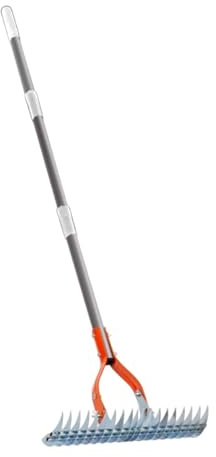 Hogvinnatil Rastrello a Mano da Giardino Rastrello a Mano Rake Tool, Coltivatore in Acciaio con Manico Lungo Regolabile Utensili Da Giardino, Portatile Ergonomico Coltivatore Talle per Gli