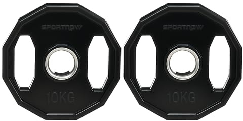 SPORTNOW Olympic Weight Plates Set, Metal and Rubber Bumper Plates Weights Discs with 2/5cm Holes, for Home Gym Weight Lifting Strength Training, 2 x 10kg, Black
