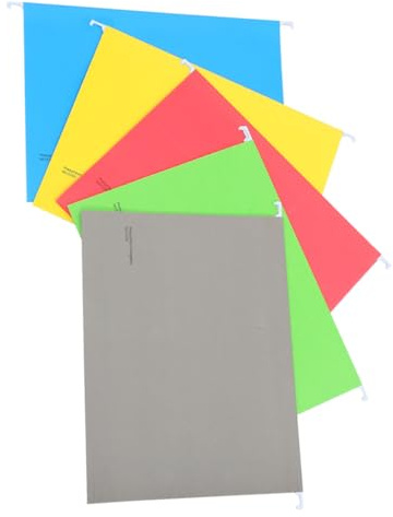 OSALADI 5pcs Hanging File Folders A4 Size Thickened Office Filing Folders Multi-Color Set for Home and Cabinet Organizing Documents
