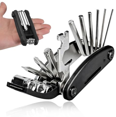 DWFEYOI GERMANY Multifonctions vélo,multitool velo,(Mini-Outil Roue, en Acier Inoxydable/Aluminium, Nombreuses Fonctions d'outillage intégrées) Unisex-Adult, Argent, Taille Unique