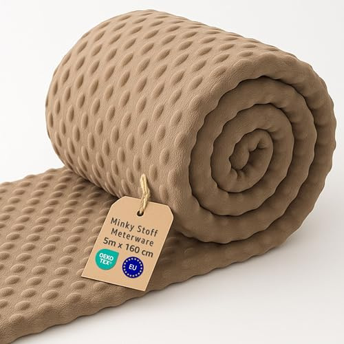Tyg Metervara Minky Plysch Polyester 5 M x 160 cm – Sytyg Supermjukt Varmt för Filtar Överkast Gosedjur Accessoarer Passar Känslig Babyhud med Oeko Tex Beige