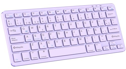 KARFUN Teclado Bluetooth, Windows/Android/iOS, Español Diseño silencioso | Compatible con iPad 10.9/10.2/9.7, iPad Pro 11/12.9, iPad Air/Mini, Inteligente, Samsung/Xiaomi/Huawei/Lenovo, Moraclaro