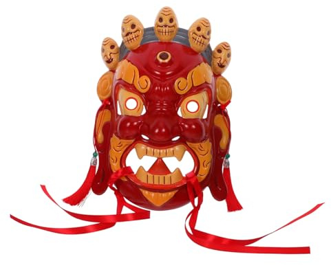 Yardwe Handmålad Tibetansk Traditionell Kinesisk Tribal Mask för Cosplay och Festival och Bekväm för Rollspel och Kulturdekoration