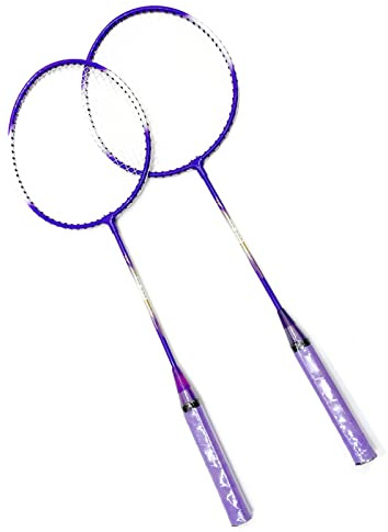 Cocoarm Juego de Raqueta de Bádminton, Aleación de Hierro Ligera con Varilla Central Elástica y Soporte en Forma de T para Niños Principiantes, Deportes de Interior y Exterior (Purple)