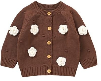 mimixiong Cotton Baby Cardigan Knit Long Sleeve Toddler Sweater Newborn Boys Girls Warm Coats Floral Clothes