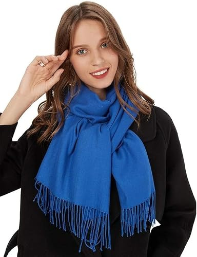 maamgic Echarpe Femme Hiver Cachemire Grosse Echarpe Poncho Chaude Foulard Grande ChâLe Scarf Idee Cadeau Femme Coton Multicolore avec Franges 200 × 70 cm