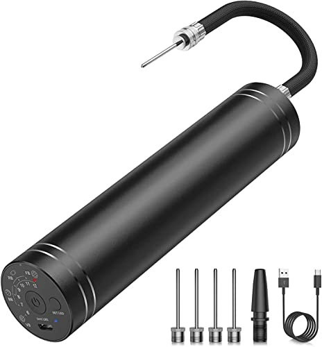 Ballpumpe Elektrische, Tragbare Ball pumpe mit LED-Taschenlampe, 4 Nadeln & 1 Düse für Fußball Basketball Ballon Volleyball Handball Wasser Polo Spielzeug Inflatable