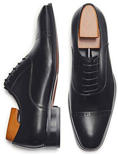 ALIPASINM Men's Oxford Formal Comfortable Dress Shoes Genuine Leathers Black