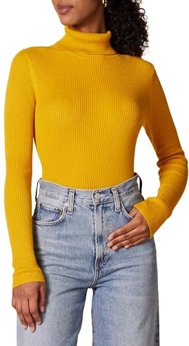 Amazon Essentials Maglione Dolcevita Leggero a Maniche Lunghe vestibilità Aderente Donna, Oro, L