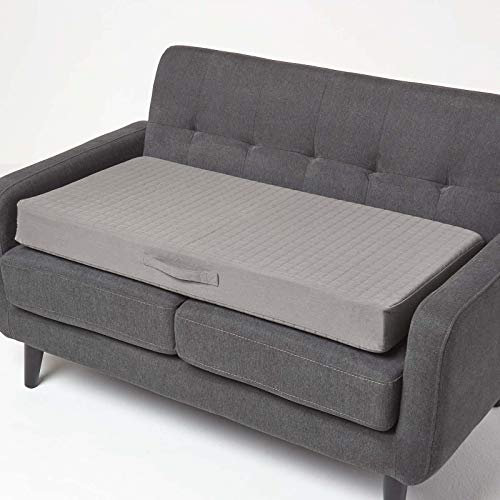 Homescapes Feste Sofa-Auflage 100x50 cm grau, 10 cm hohes Sitzkissen Baumwolle, Sitzerhöhung orthopädischer Schaumstoff