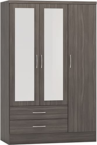 Seconique Nevada 3 Door 2 Drawer Wardrobe in Black Wood Grain