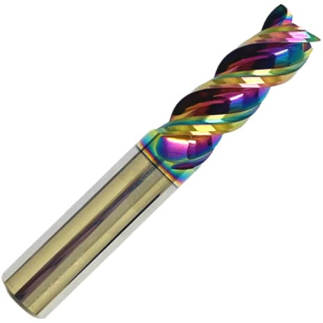 Rennie Tools - 8mm x 24mm Flute Solid Carbide Variable Helix DLC Coated Spiral 3 Flute Endmill For Aluminum Copper Brass Non-ferrous Metals And Plastics / 38-42 Degree Variable Helix End Mill