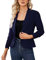 KOJOOIN Damen Blazer 3/4 Arm Jacke Business Revers Blazer Sakko mit Faltigen Ärmeln Slim Fit Blazerjacke Elegant Einfarbig Outwear Geschäft Büro Bolero Jacke (Verpackung MEHRWEG), A-Dunkelblau, L