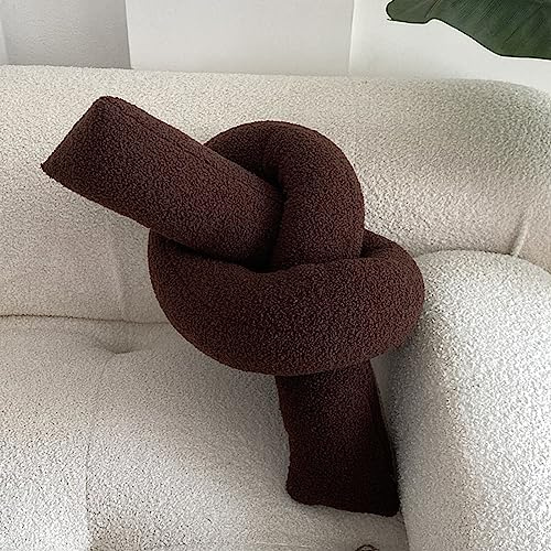 Yooname Chocolate Knot Pillow Long Shaped Soft Knot Plush Pillow Cushion Home Decoration Throw Pillows for Sofa Bedroom Car Office Gift