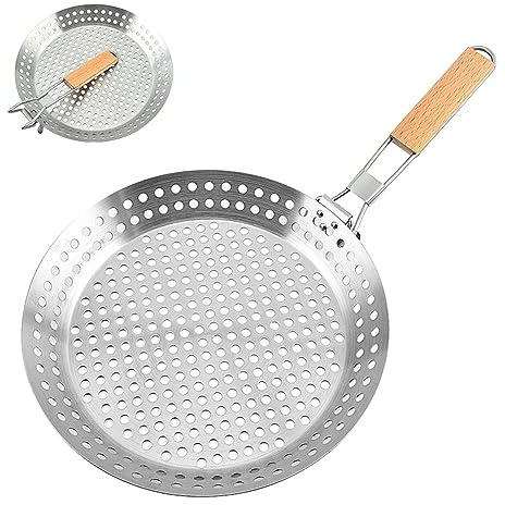 Abcsea 1 del BBQ stekpanna med hål, non-stick grillpanna, rostfritt stål grillwokar