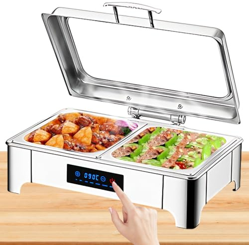 BOVDC Chafing Dish Elektrisch 9L, Edelstahl (B, 1/2 Pan)