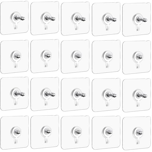 xiaowanwan 20 Piezas Tornillos Adhesivos para Pared,Clavos Colgantes Autoadhesivos,Ganchos Adhesivos con Tornillo para Baño Cocina,Sin Taladrar (Estilo 1)