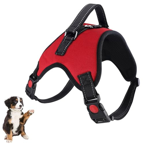 Dog Harness No Pull Adjustable Puppy Vest Harness Small Dog Mesh Breathable Soft Padded Pet Chest Strap (XS, Red)
