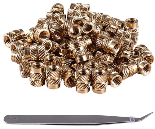 GIVIHGETI Juego de 60 insertos de rosca M2, tuercas de presión de latón, casquillo roscado M2 x 4 x 3,5 mm, rosca de fusión moleteada, manguito roscado para piezas de plástico y piezas de impresora 3D
