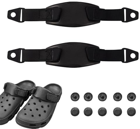 BSITSSS Fersenriemen mit Nieten Ersatz für Clogs, für Damen und Herren, Classic Fersenriemen Abnehmbar, Moden Clogs mit Fersenriemen mit Klettverschluss (Schwarz)