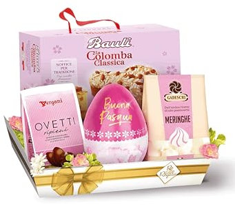 RE REGALO CONFEZIONE REGALO TULIPANO, 5 Pezzi, Colomba Pasquale Bauli, Uova di Pasqua, Ovetti Ripieni, Sacchetto di Meringhe, Idee Regalo Pasqua 2025