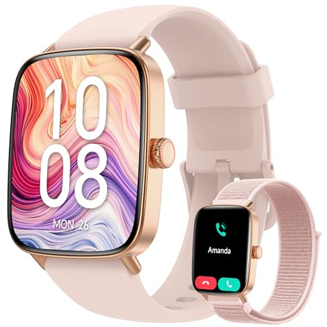Smart Watch for Women, 2025 New Smartwatch (Answer/Make Call) for iPhone/Android, 1.85 HD Dynamic Dial Fitness Tracker with 110+ Sport Modes, Sleep/Health Monitor, IP68 Waterproof, with 2 Bands