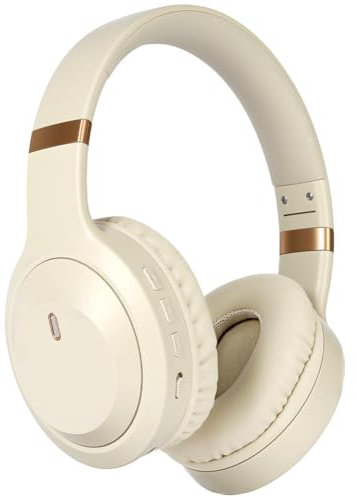 AXFEE Inalámbricos Bluetooth con Cancelación de Ruido Activa(ANC), Auriculares Inalámbricos Plegables Circumaurale,45 Hora de Reproducción,Hi-Res Audio,con Micrófono,para Móvil/Tableta(Albaricoque)