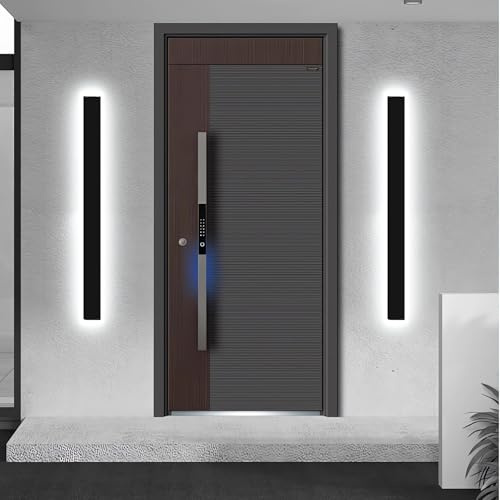 pedforn Long Outdoor Wall Lights Mains Powered, 80cm Black Outdoor Porch Lights, IP65 Waterproof Outside Wall Light, 3000K-6000K Dimmable LED Front Door Light for Garden Villa Terraces Garage Indoor